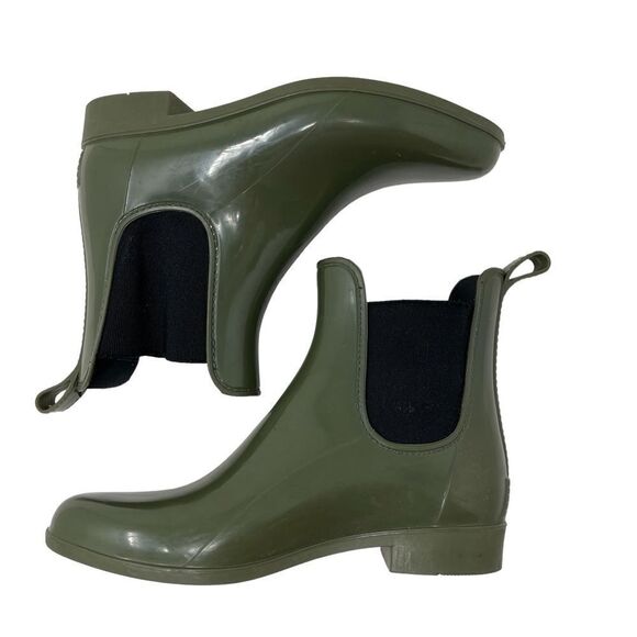 J Crew Chelsea Outdoor Stretch Inset Ankle Rain Boots Olive Green Women's 6 - Picture 5 of 10